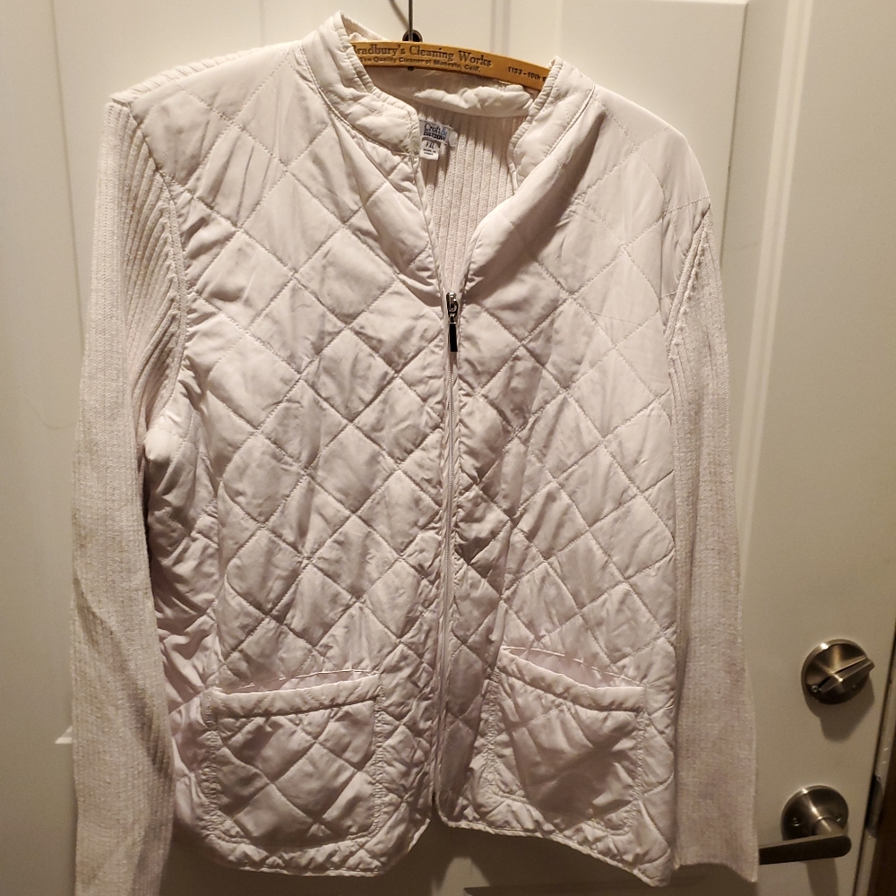 White quilted zip up